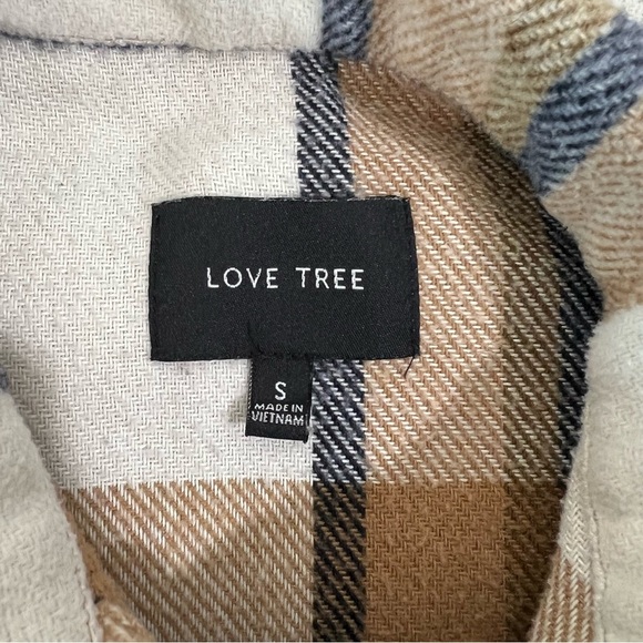 Love Tree Neutral Plaid Heavy Weight Shacket Shirt Jacket Size S - Picture 9 of 9